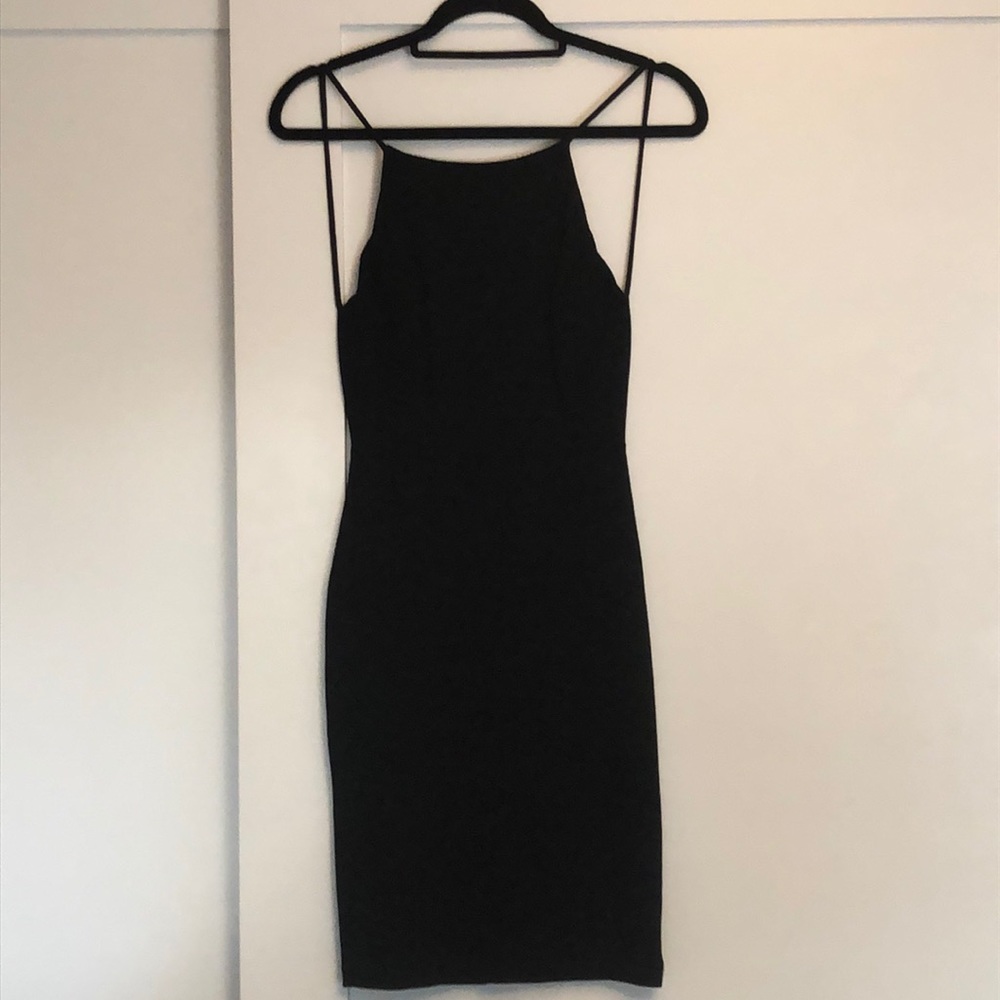 Open back black midi dress